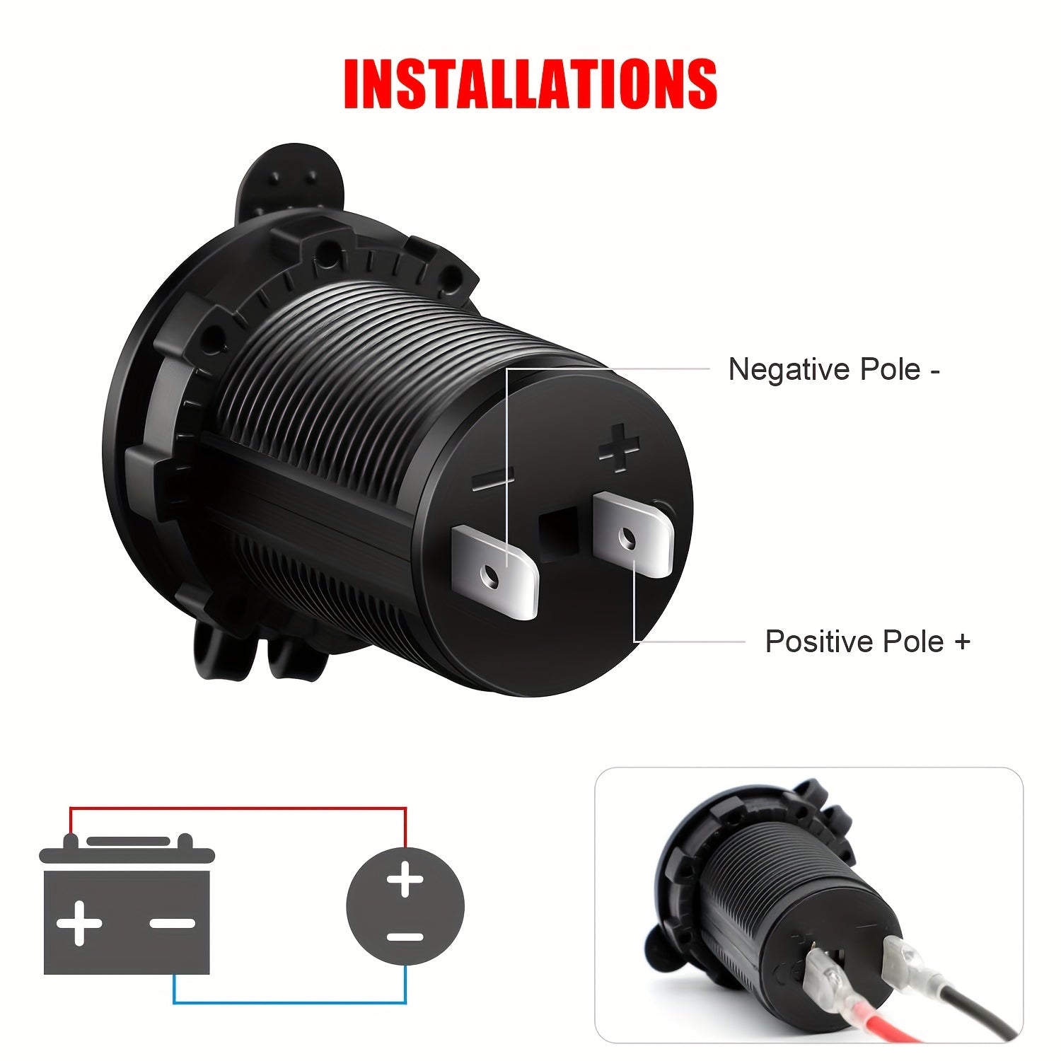 1pc Car Power Outlet, Power Socket Splitter, Enhanced Cigarette Lighter Type for Vehicles, Boats & Motorcycles, No Battery Required