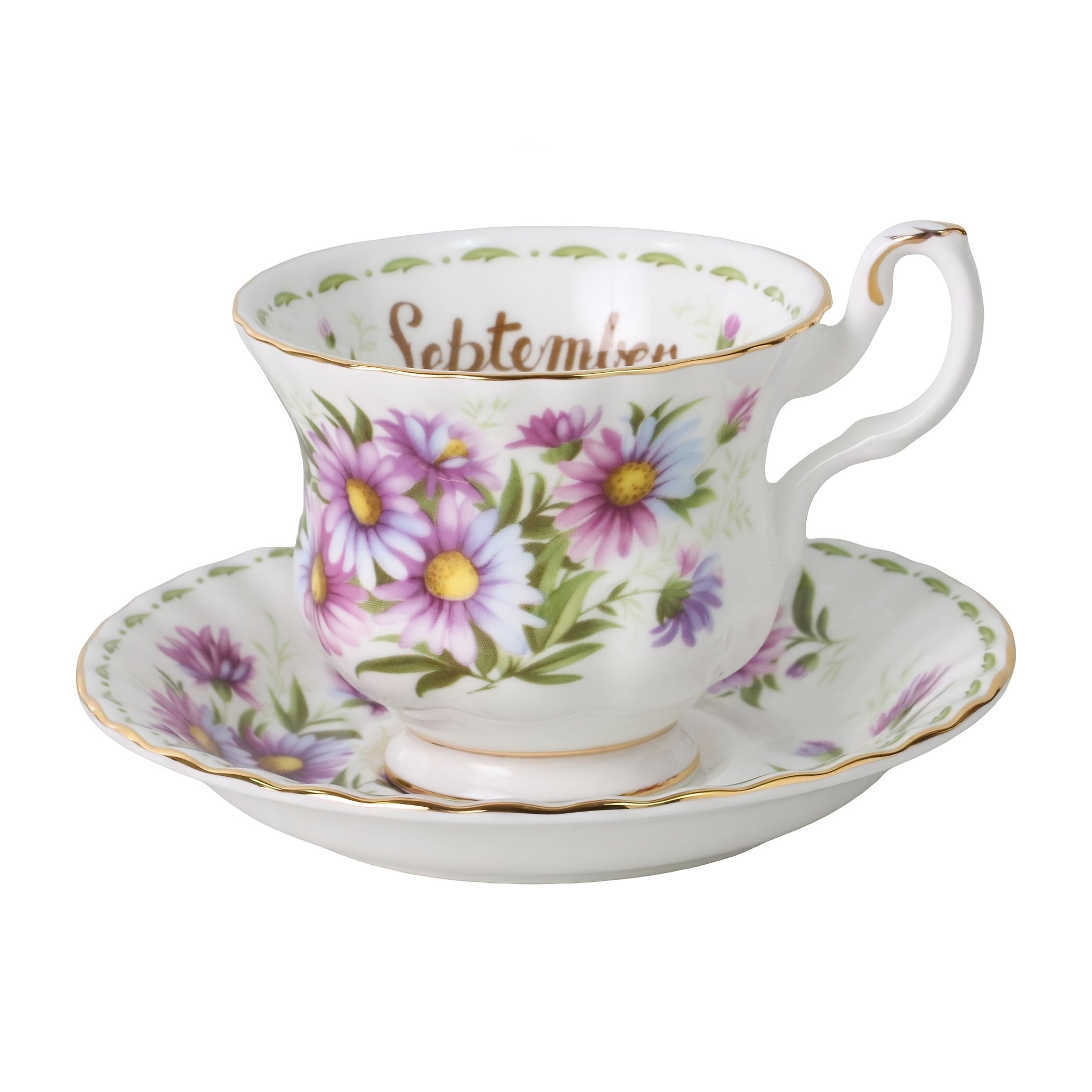 1pc Elegant Twelve Months Flower Tea Cup & Saucer, 6oz Vintage Bone China Coffee Cup & Saucer, Easy to Clean – Perfect for Afternoon Tea Parties, Birthday Parties, Birthday Gifts, Valentine‘s Day Gifts