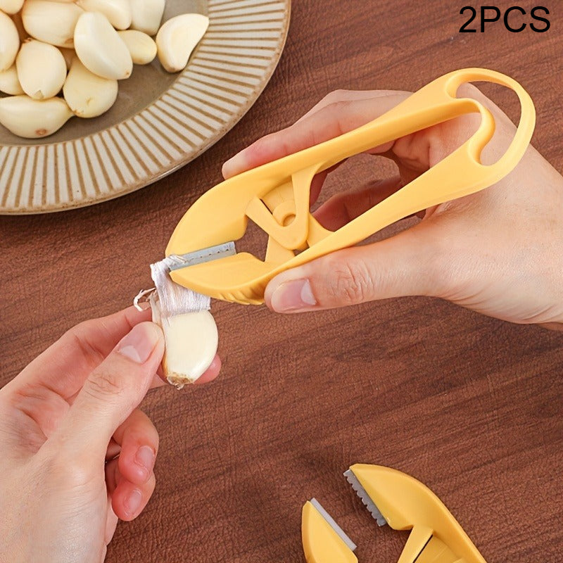 Garlic Peeler & Prep Tool Kit - Stainless Steel Blade Garlic Peeler, Garlic Head Skin Remover, Tweezers & Clamp for Quick Peeling