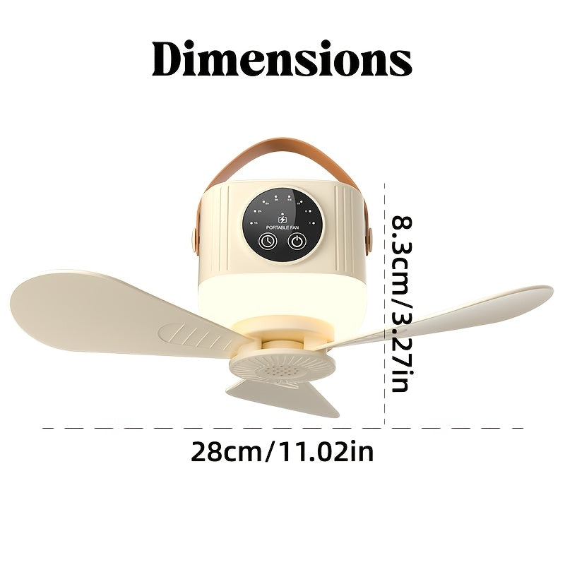 Portable Camping Fan with USB Charging, LED Night Light and Tripod - 4 Speed Levels, Long Battery Life, Strong Wind Power, Ideal for Dormitory Tent Camping Fishing Outdoor Activities, Camping Essentials