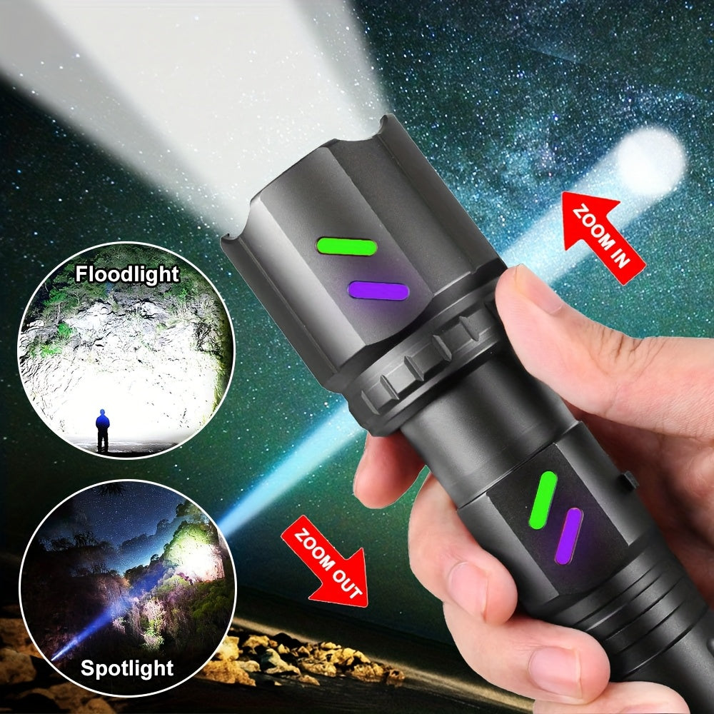 30W Ignition Zoom Flashlight With Ignition Lens Type-C Rechargeable Digital Power Display 5 Modes Aluminum Alloy Material Built-in Power Bank Function Portable Tactical Flashlight for Outdoor Emergency Camping Travel Patrol