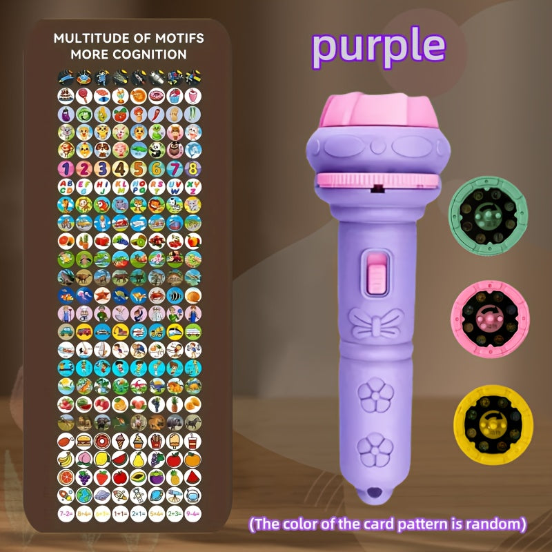 Mini Projector Flashlight with 3 Projection Slides, 24 Patterns including Animals, Dinosaurs, Vehicles, Space & More, Halloween Gift