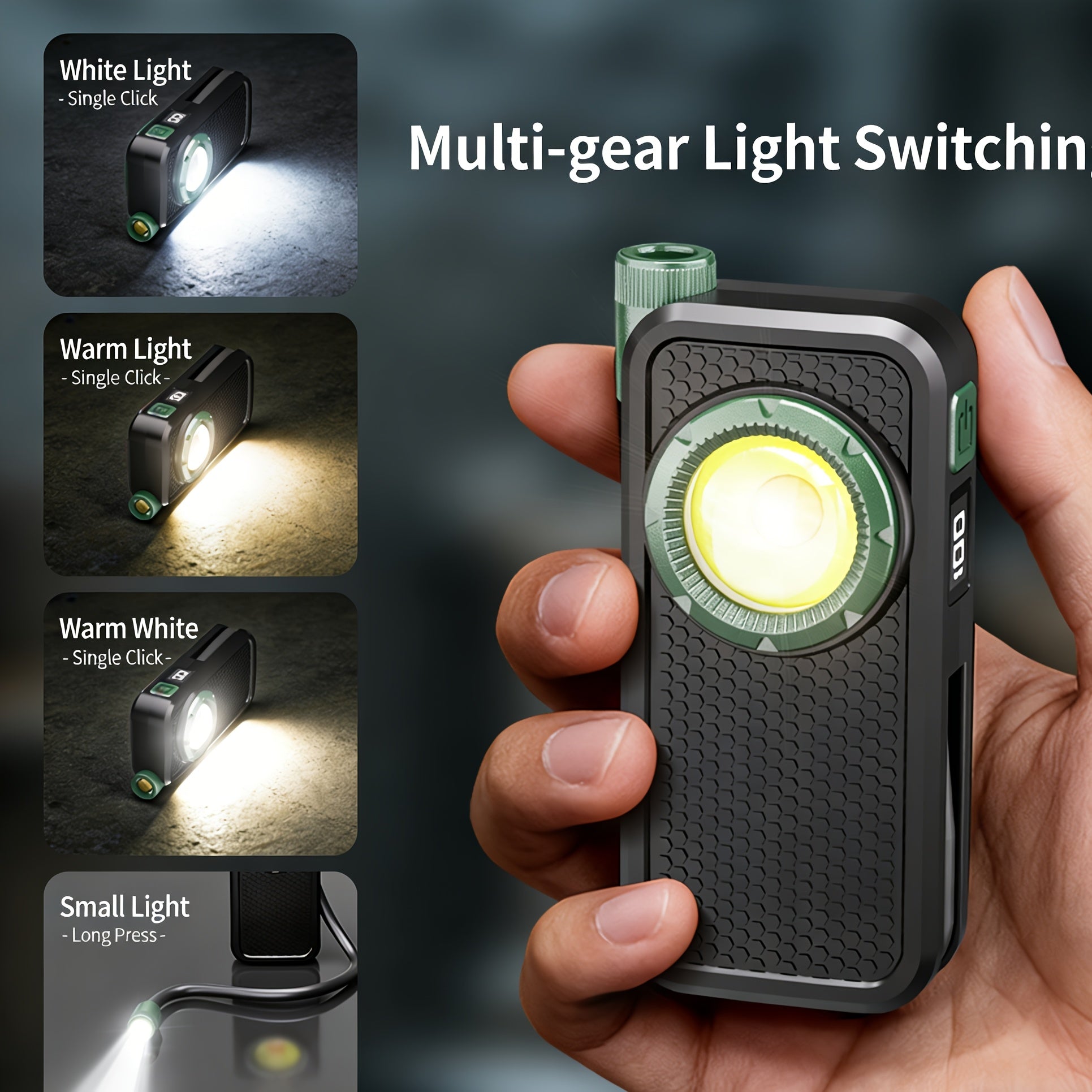 Portable Single-Head LED Work Light USB Rechargeable Magnetic Base COB Lamp Pen Clip Design 360° Rotatable Flexible Head 3 Brightness Levels Ideal for Camping Reading Repair