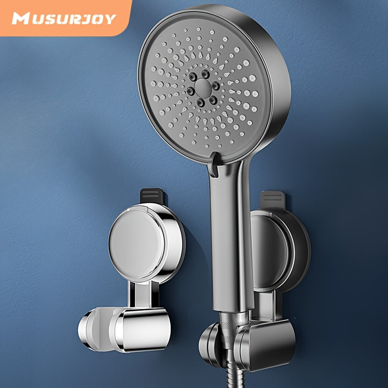 [1 pc] Jiayun Wall-Mounted Shower Suction Cup Holder, Handheld Adjustable Showerhead Bracket for Shower System - Grey, ABS Plastic, No Drilling Needed - Easy to Use, American Standard G1/2 Connector Port, Summer Shower Accessory