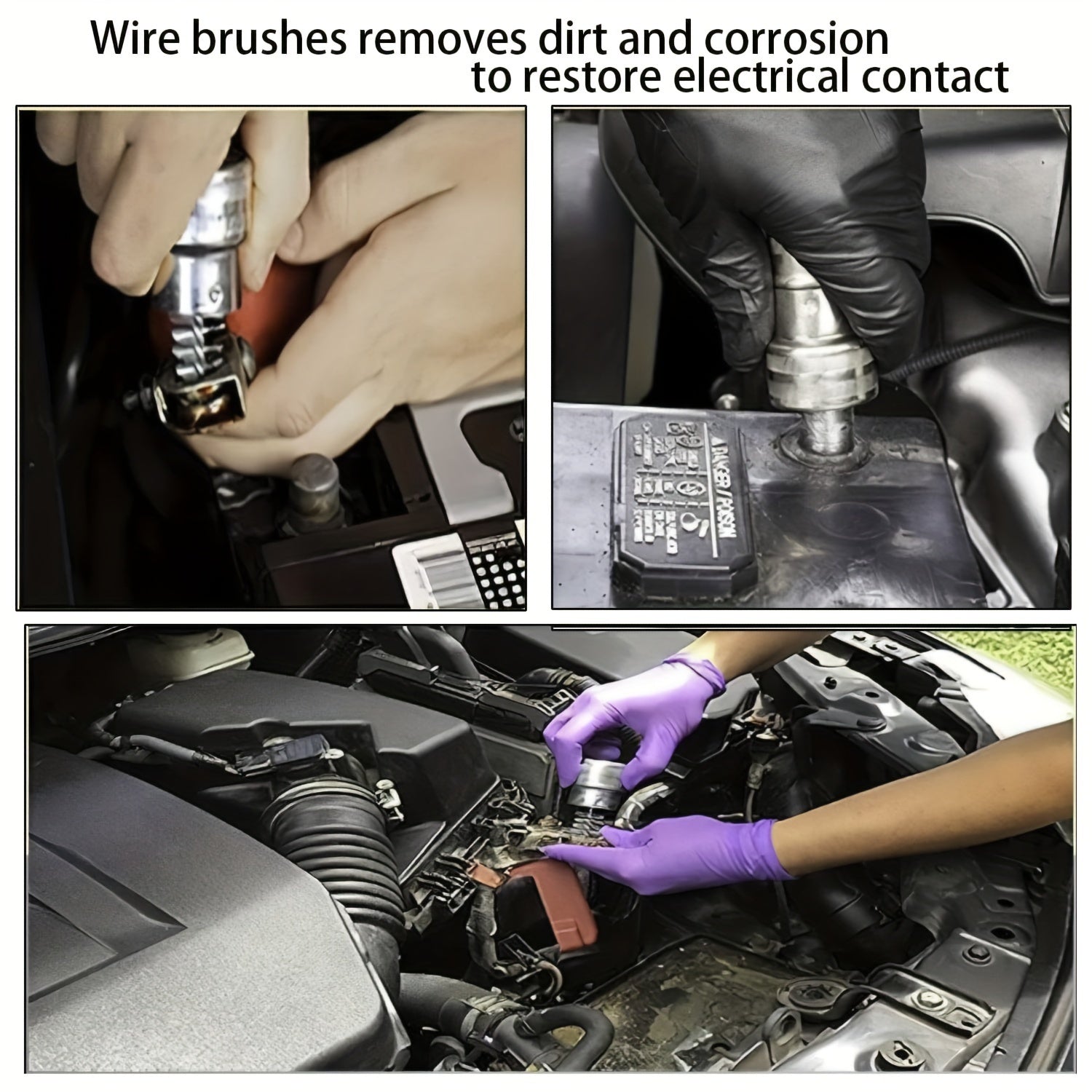 Car Battery Terminal Cleaning Brush – Dirt & Corrosion Brush, Hand Tool, Car Battery Wire Brush, Battery Cleaning Tool