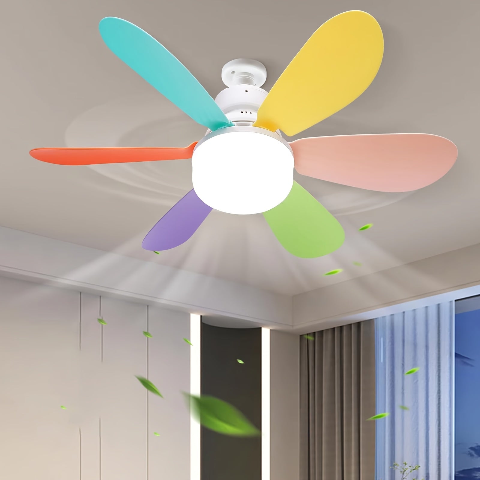 Screw Mount Ceiling Fan with Light, Easy Installation Flush Mount Ceiling Fan, Dimmable Ceiling Fan Light Fixture for Bedroom, Kitchen, Living Room, Small Replacement Ceiling Fan Light Kit