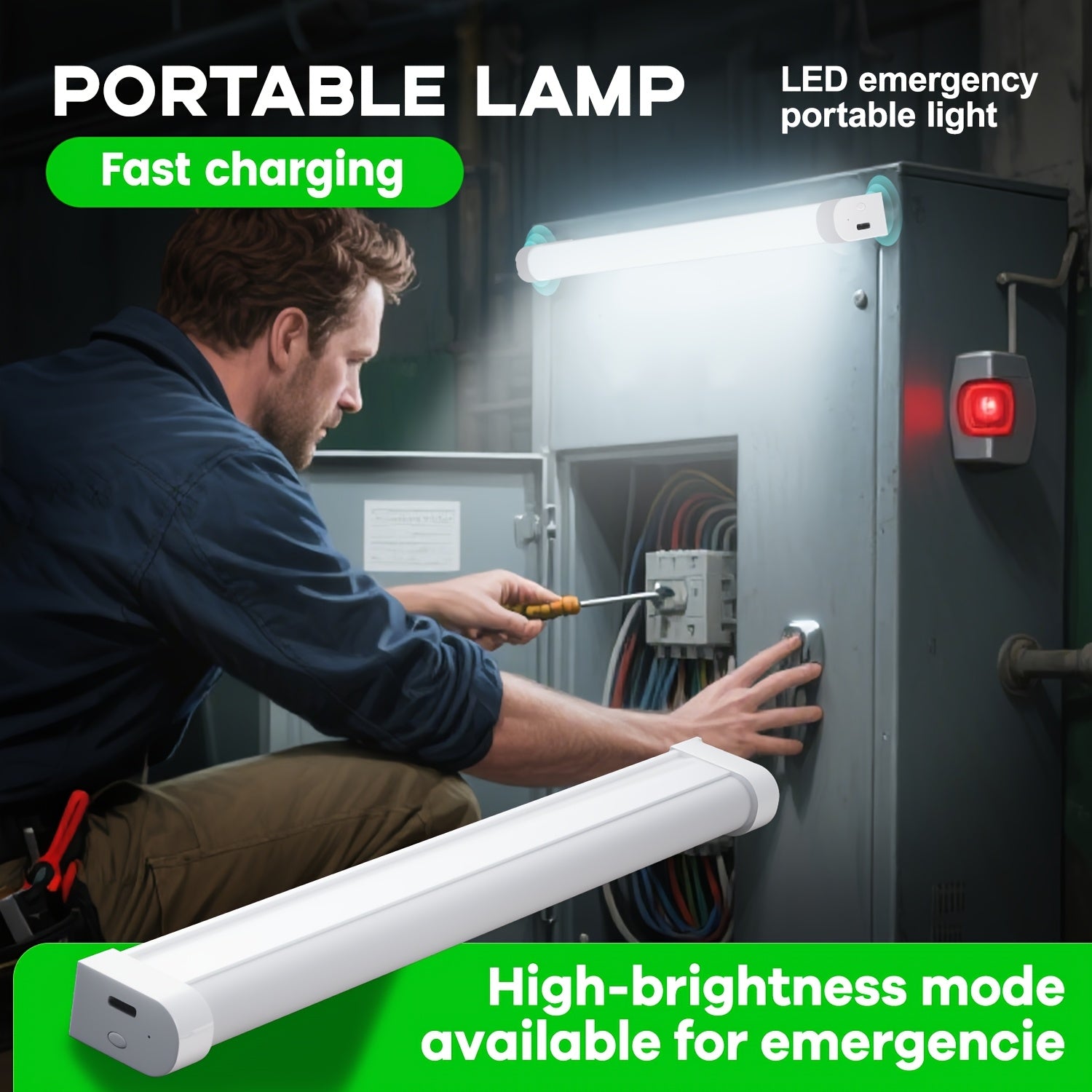 Rechargeable Portable Lamp, Multiple Dimming Modes with Stepless Dimming, Built-in Hook for Hands-Free Use, Ideal for Emergencies (No Remote, Button Control), Camping, Fishing, BBQ