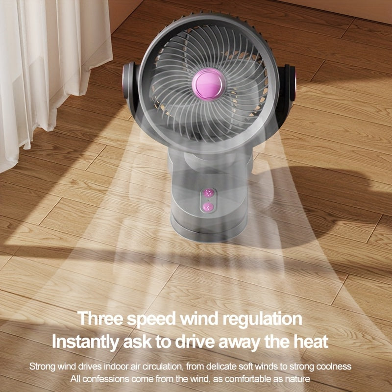 Brushless Motor Clip Fan, Rechargeable 2-in-1 Fan with Lighting & Oscillating Function, Quiet Circulating Desktop Fan with Night Light for Office Dorm Bedroom