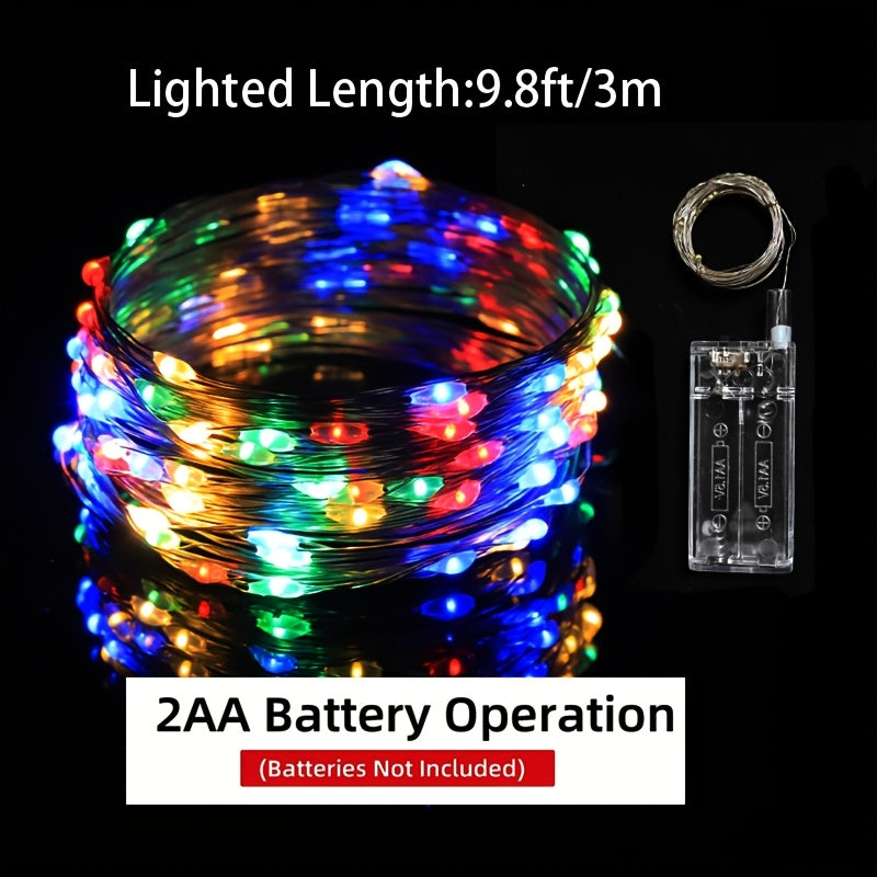 6/4个，3米长有30颗led灯珠，彩色仙女灯串，礼盒装饰，生日派对，可弯曲灯线自由DIY，萤火虫灯，适用于，圣诞，情人节，照片墙装饰