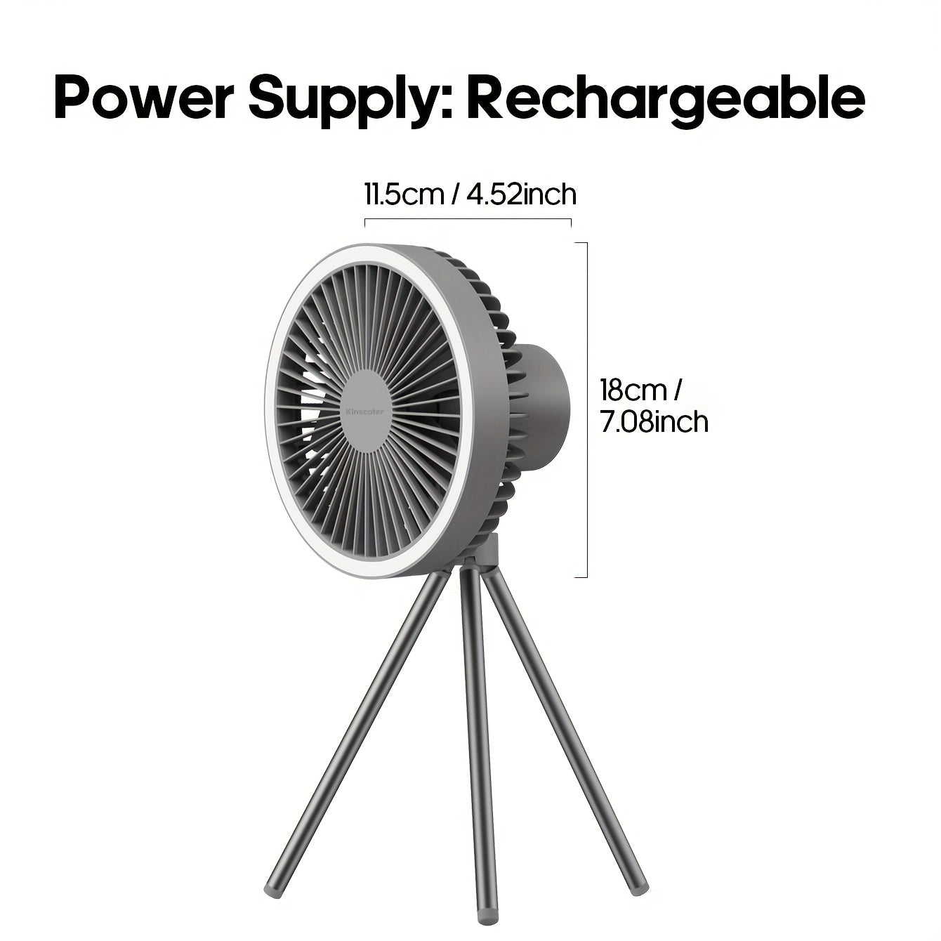 Outdoor Essential 10000mAh USB Rechargeable Camping Fan, Timing Portable LED Ceiling Camping Light Fan with Metal Tripod, Can Be Used as Power Bank, Suitable for Outdoor Camping Home Office, Equipped with Portable Storage Bag
