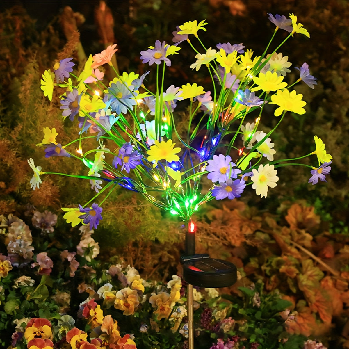 1-Piece Solar Small Wild Chrysanthemum Ground Light, Suitable for Outdoor Garden Landscaping, Perfect for Courtyard Fence and Patio Lawn Decoration