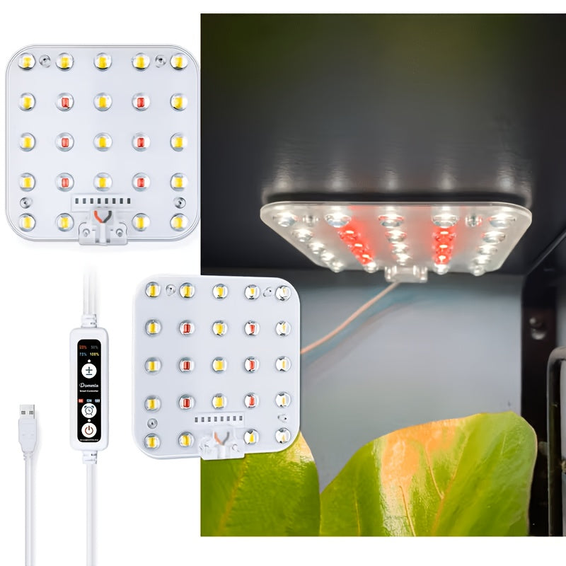 USB 5V 2A Full Spectrum Plant Grow Light, Dimmable with Optical Lens 65% Brightness Boost, 6/12/16H Timer, Sunlike Under Cabinet Grow Lamp for Indoor Plants (Adapter Not Included)