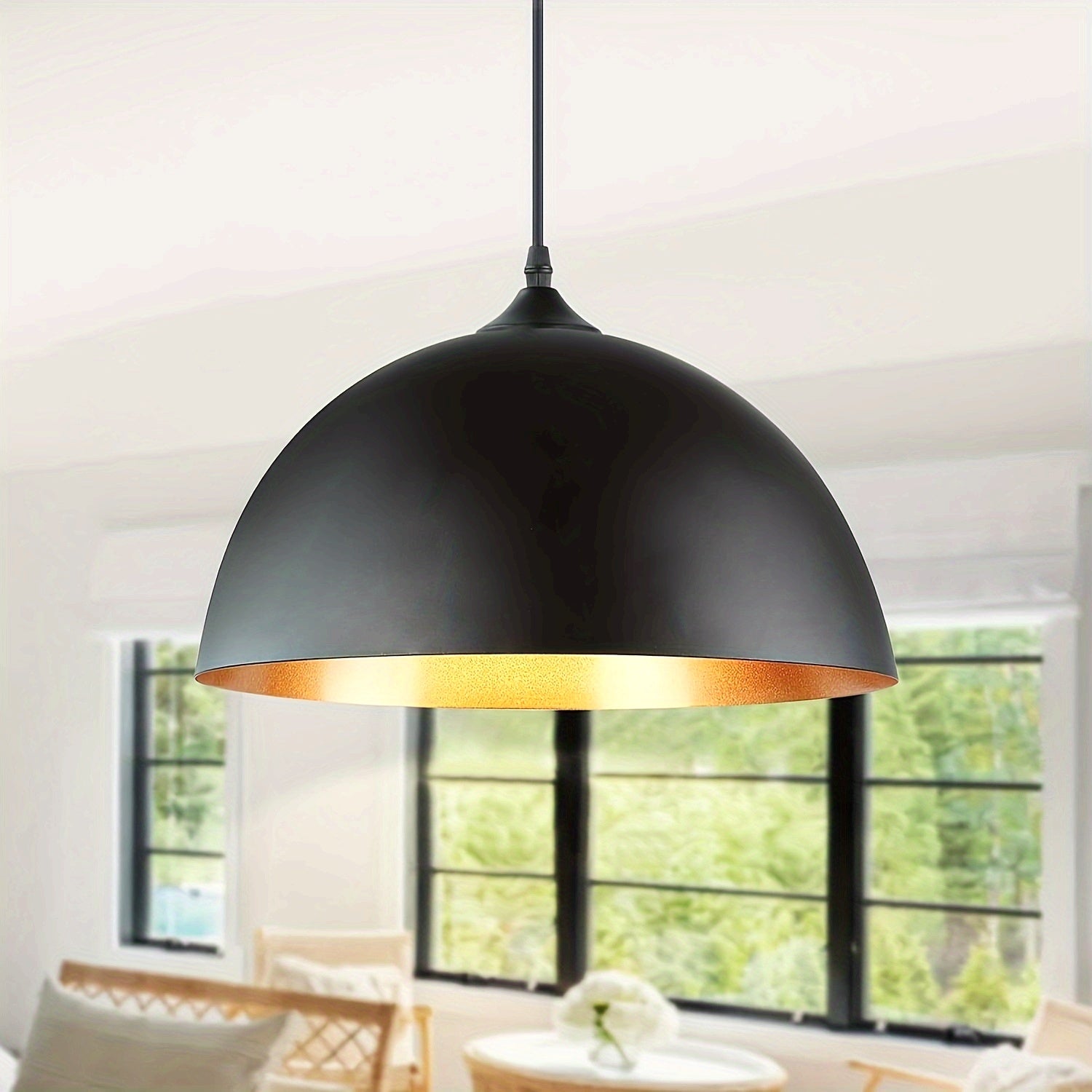 2-Piece Industrial Style Kitchen Island Pendant Light, Vintage Rustic Hanging Decor for Kitchen, Farmhouse Dining Room, E26/E27 Base Ceiling Light, Bulb Not Included