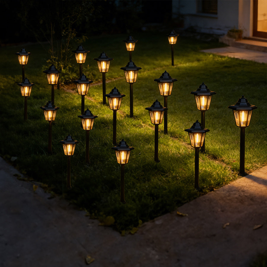 3/7/19-Piece Black Minimalist Theme IP65 Pathway Fence Light, Solar Advanced Hexagonal Fence Light Solar Outdoor Lawn Light, Suitable for Garden Post, Courtyard, Backyard Decoration, Valentine's Day Easter Gift