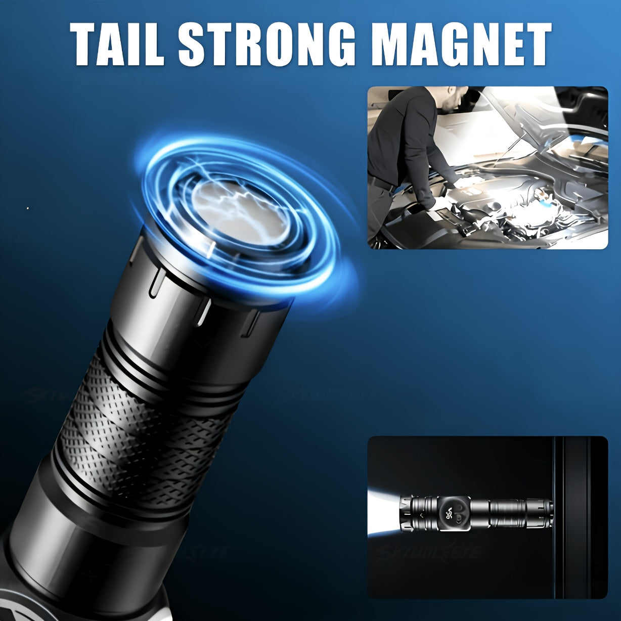 Super Bright USB Rechargeable LED Flashlight, Magnetic Base, 5 Lighting Modes, Digital Display, Type-C Fast Charging, Perfect for Outdoor Activities, Emergencies and Camping