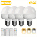 4PCS rechargeable smart LED light, E26/E27 base, with remote control for adjustable color temperature and brightness LED light, USB rechargeable light, suitable for living room, bedroom, chandelier, floor lamp