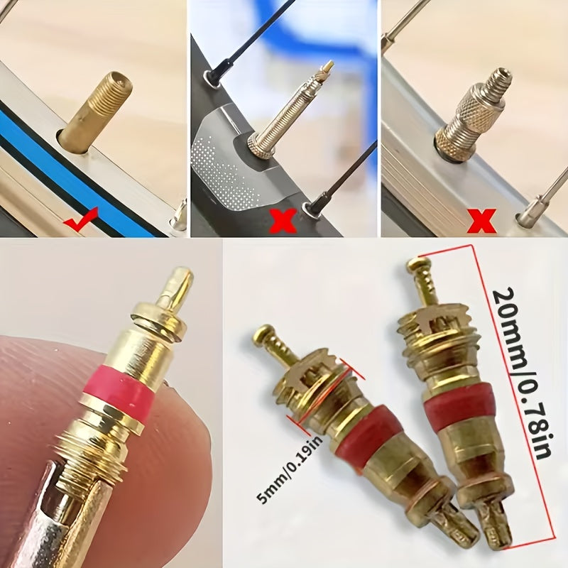 40pcs/20pcs/10pcs Premium Brass Valve Core, Compatible with Bicycle Tire Valve Stem, Replacement Part for American Standard Tubeless Tire Valve Core