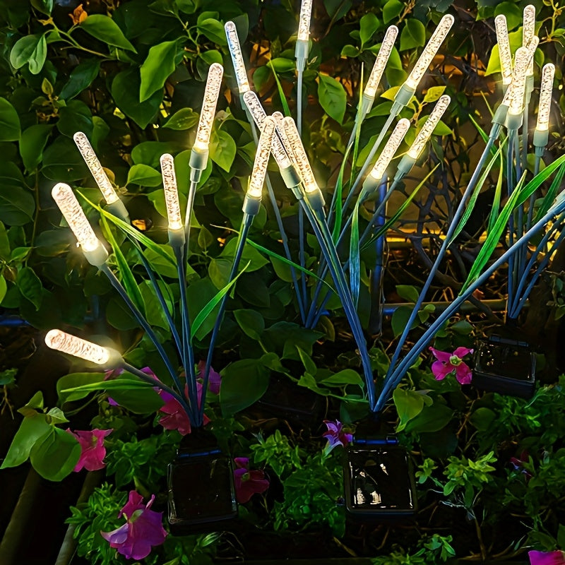 4 Pack Solar Light Outdoor Waterproof - Bubble Path Light for Garden Yard Decoration, Auto On/Off Dusk to Dawn, IP44 Acrylic Ground Insert Light, Warm White Solar LED, Perfect for Driveway Walkway Patio - Solar Reed Light