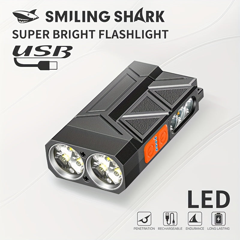 1 Upgraded Work Light, SMILING SHARK SD5370 COB Flashlight, 9 Lighting Modes, Type-C Charging, Built-in Ultra-Bright LED Chip, Lightweight for Night Camping, Exploration, Repair & Home Use