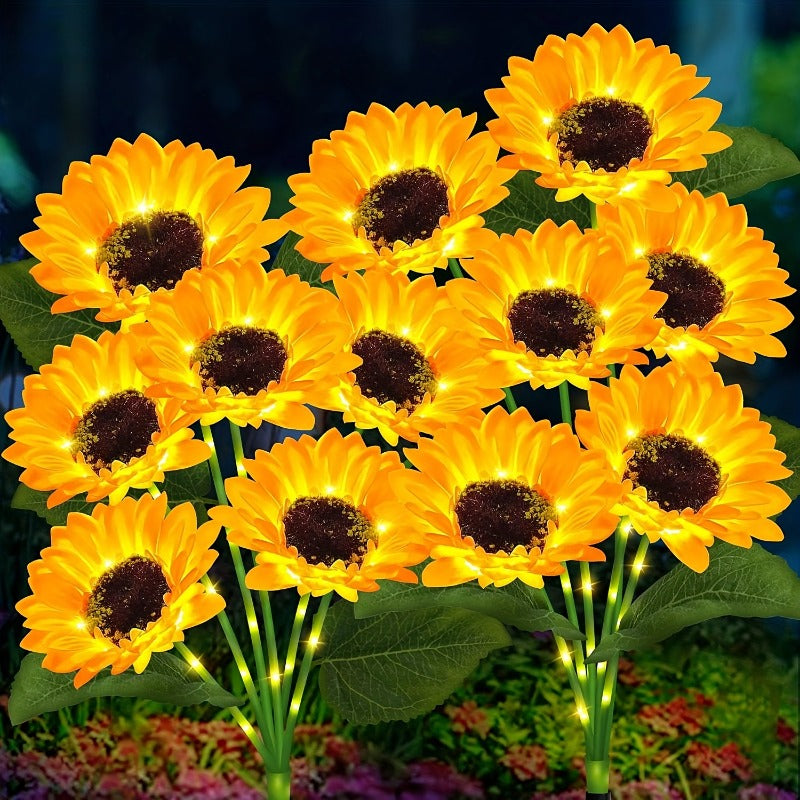 1Pc/6 Flowers Solar Sunflower Garden Light - Solar Flower String Light, Outdoor Solar Light for Parties, All-Season Garden Decoration, Courtyard and Lawn Decoration, Mother‘s Day, Father’s Day, Thanksgiving, Christmas, New Year Decoration