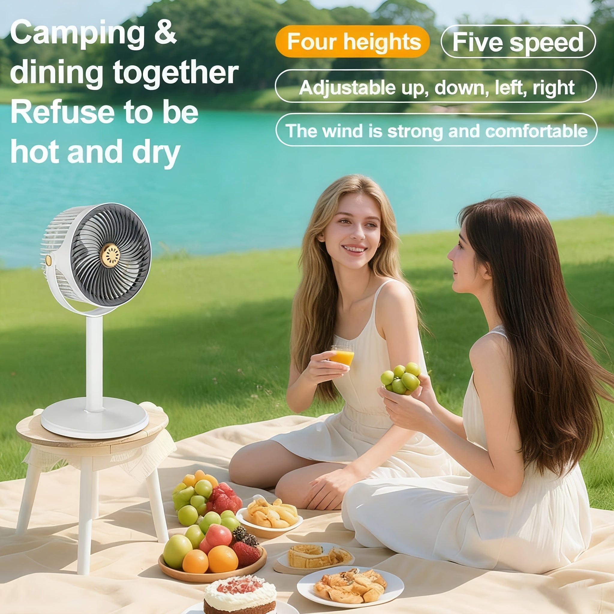 Modern USB Charging Port Standing Fan, 4000mAh Battery Powerful Quiet Wind, 5 Speed Integrated Height Adjustable Floor Fan, Ideal for Bedroom Living Room Office Study, Perfect Christmas Gift