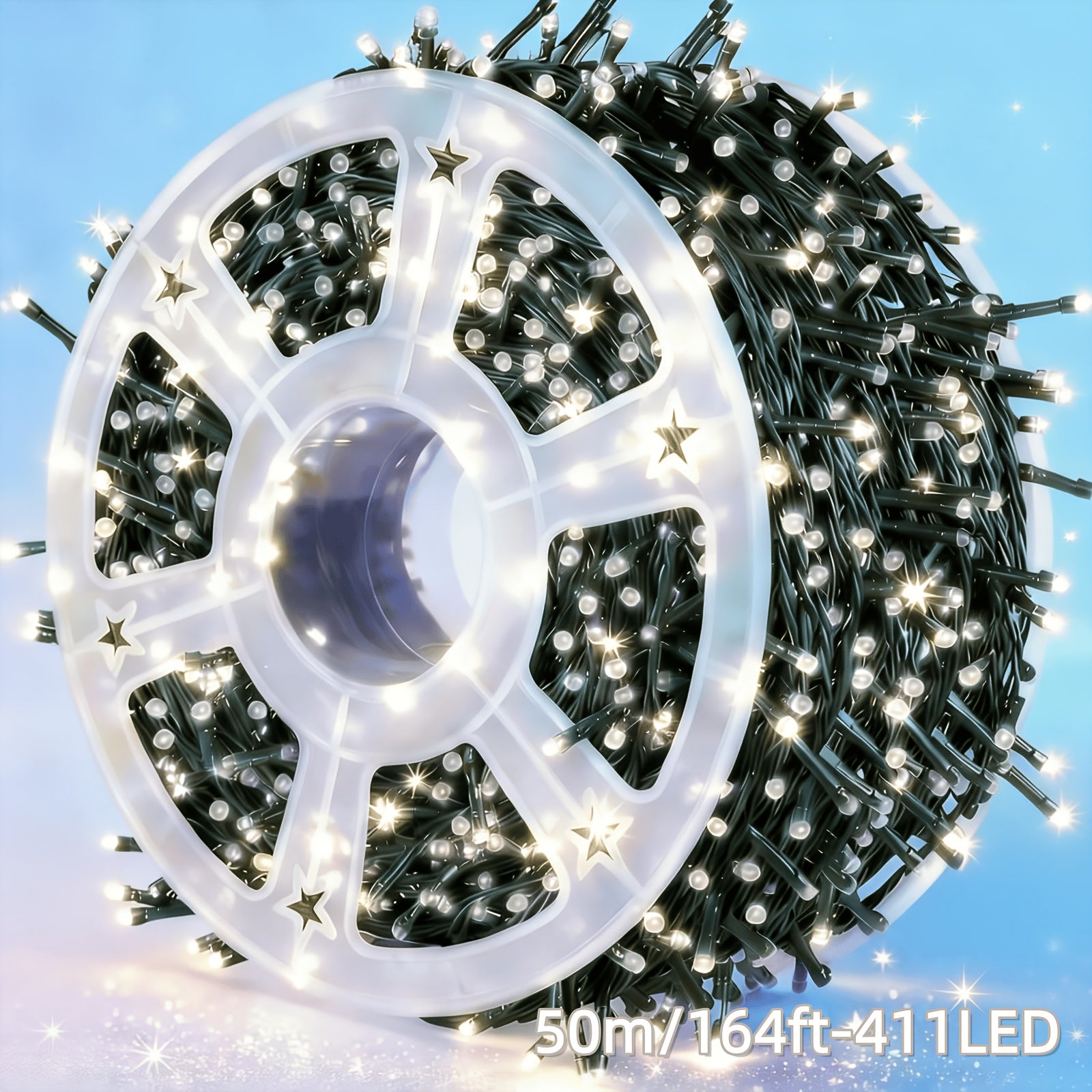 LED串灯 411颗/331颗/271颗/191颗灯珠 8种模式 IPX4级防溅户外仙女灯 适用于圣诞、情人节、复活节、万圣节、感恩节、跨年夜、独立日、光明节、排灯节、婚礼、花园、阳台、露台、派对装饰