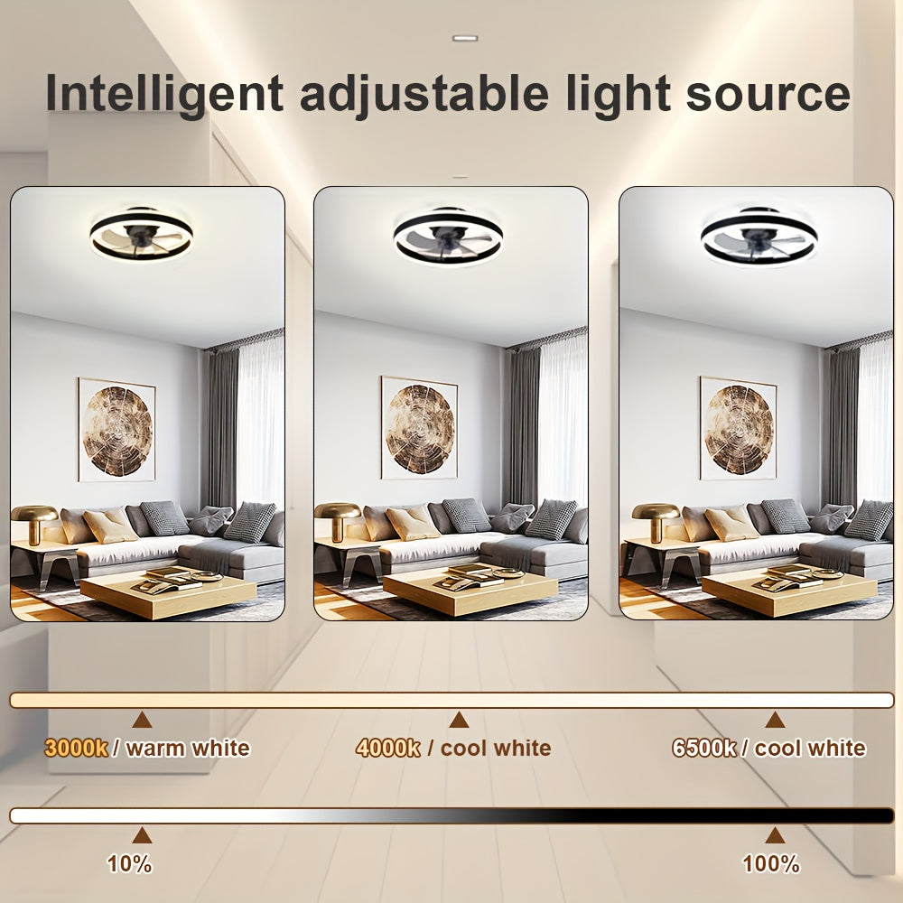 Ceiling Fan with Light, 6 Speed Levels & 3 Color Dimmable LED, Remote & APP Dual Control, Reversible Wind Direction, Ultra-Thin Flush Mount Ceiling Fan, Ideal for Home Decoration, Living Room, Bedroom