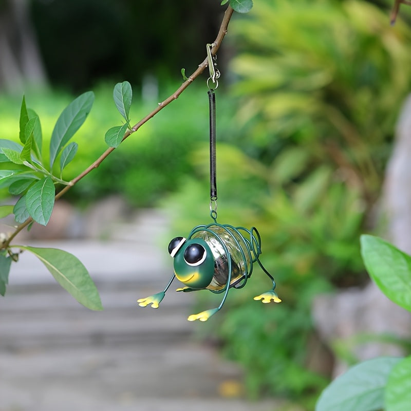 Cute Solar Frog Hanging Light | Garden Decorative Pendant Lamp | Outdoor Courtyard Night Glow Lighting | Ideal Gift for Children's Holidays