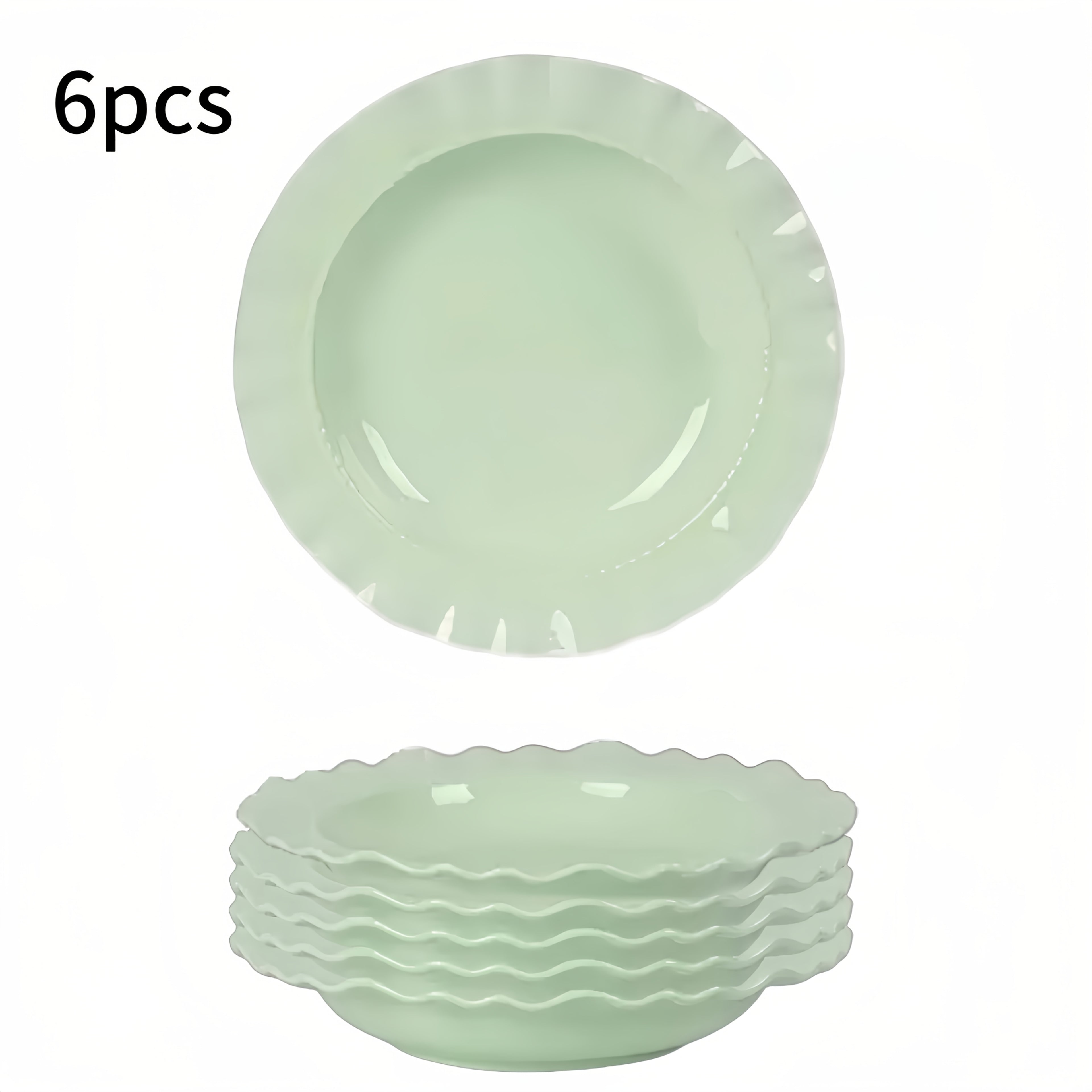 Cream-Style French Lace Western Dinner Plate, Reusable PP Plastic Home Tableware, Serving Plate, Soup Plate, Deep Plate & Bowl Set – Perfect for Cold Dishes, Deli, Desserts, Party Food, Stackable Storage