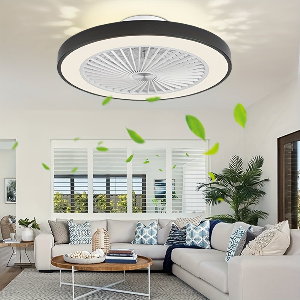 20 Inch Ceiling Fan with Light, Modern Low Profile, Upgraded Flush Mount Ceiling Fan, 6 Speeds, Dimmable LED & Quiet Motor, Ideal for Bedroom Living Room