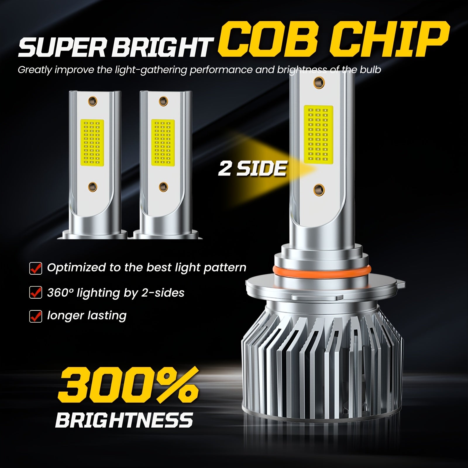 4-Pack 9005/9006 LED Headlight Combo Kit High/Low Beam Integrated Super Bright White Light 6000K Color Temperature
