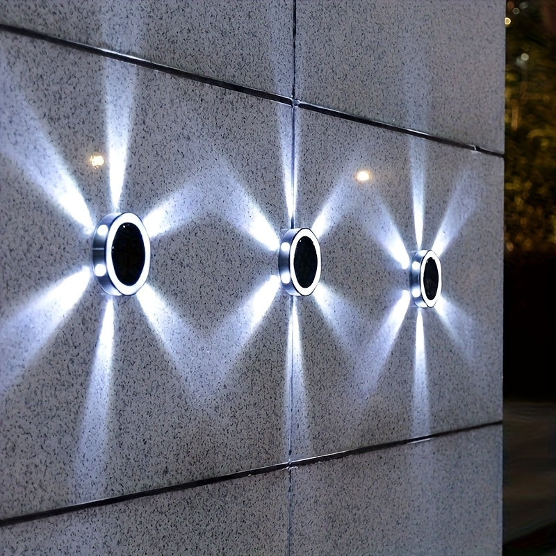 4-Piece 6LED Solar Ground Light, Garden Ground Deck Light, Suitable for Path, Park, Courtyard, Lawn, Villa, Halloween Christmas Party Decorative Lighting, Light Sensor Control, Outdoor IP44 Durable Warm White