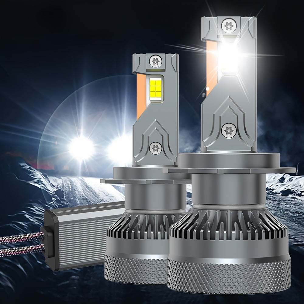 2-Pack 45000 Lumens 320W H4/9003/HB2 H7/H18 H11 H9 H8 LED Car Headlight Bulbs H1 H9 9005 HB3 9006 HB4 9012 Hir2 High/Low Beam Integrated 6500K White Light 800% Brightness External Driver CANBUS Plug-and-Play 12V-24V Lifespan Up to 50,000 Hours QY034