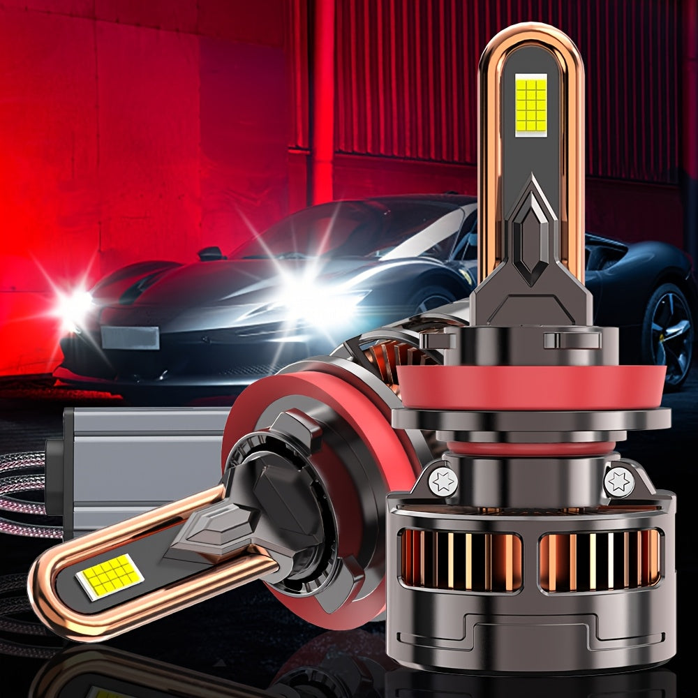 4-Pack, 2Pcs 9005 + 2Pcs H11, H4 Car LED Headlights, H7 LED Bulbs, 120,000 Lumens, Low/High Beam, H1, H4/9003/HB2, H7/H18, H8/H9/H11/H16, 9005/HB3, 9006/HB4, 9012/HIR2, 12V/24V, with External Driver, No Battery Needed