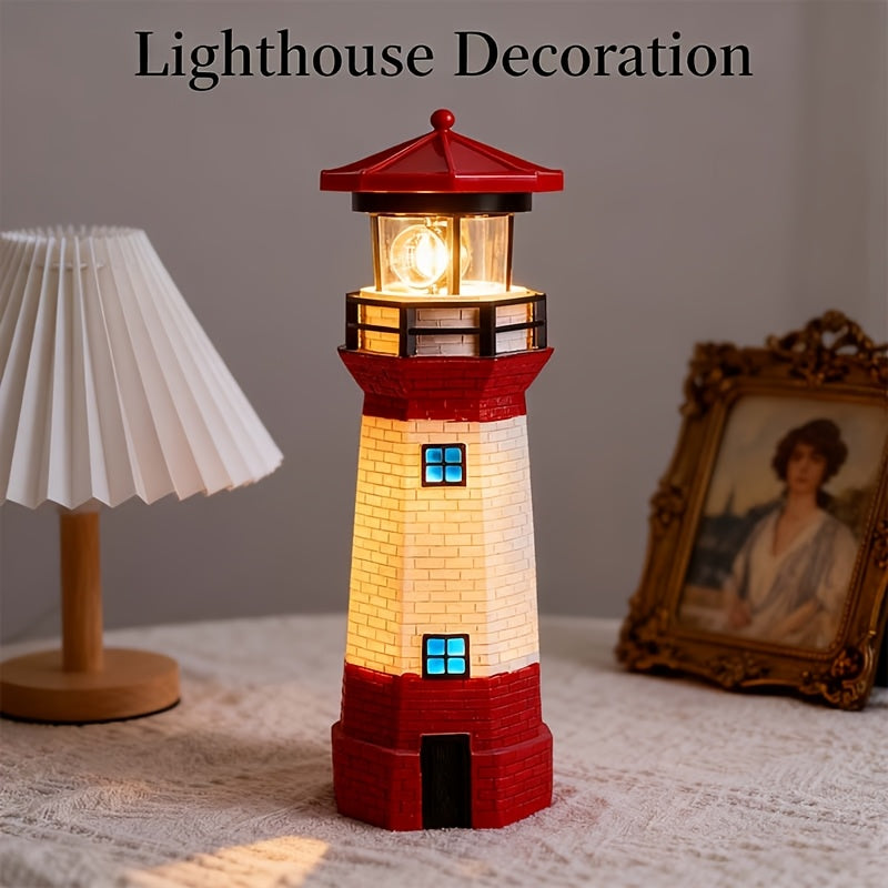 olar Lighthouse Garden Outdoor Statue, IP44 Waterproof, Solar Outdoor Light, Automatically Rotating Solar Light, Suitable for Garden, Courtyard, Patio, Ground, Christmas Furniture Decoration, Halloween Decoration, Tabletop Decoration