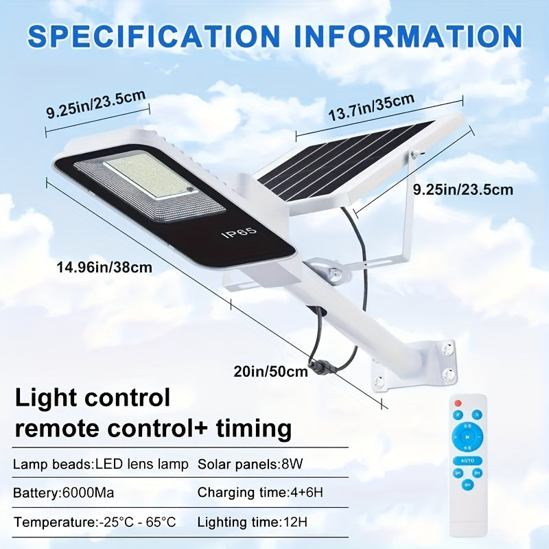 1/2/4 Pack Remote Control Solar Street Light, 6000mAh Waterproof IP65, 6500K Dimmable 345 LED Outdoor Solar Light Perfect for Garden, Patio, Garage, Courtyard, Walkway, Street, Easy and Simple Installation, Freely Combinable
