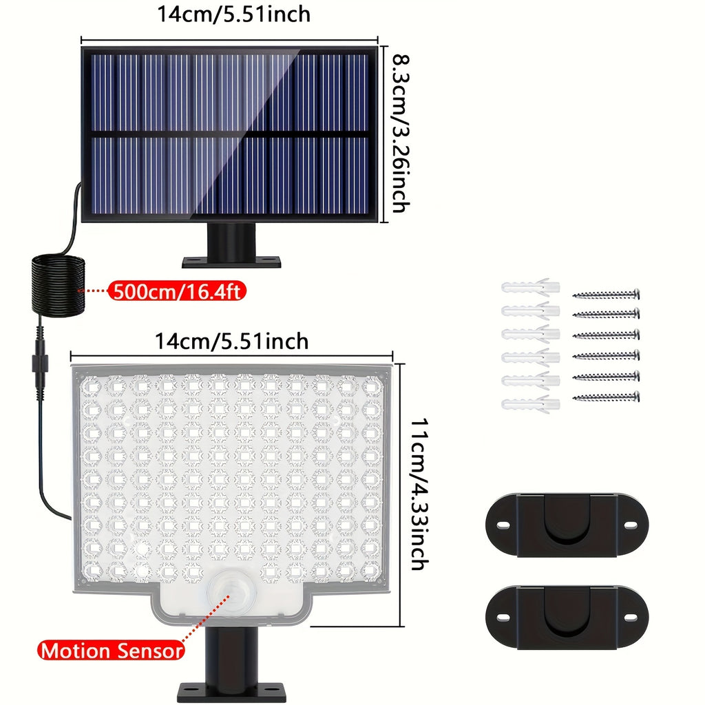 1 Pack Solar Outdoor Sensor Light, Powered by Separate Battery Panel, 106 Super Bright LED Beads, PIR Motion Sensor Lighting, IP65 Protection Rating, Perfect for Courtyard, Garage, Garden, Patio as Wall Light or Street Light