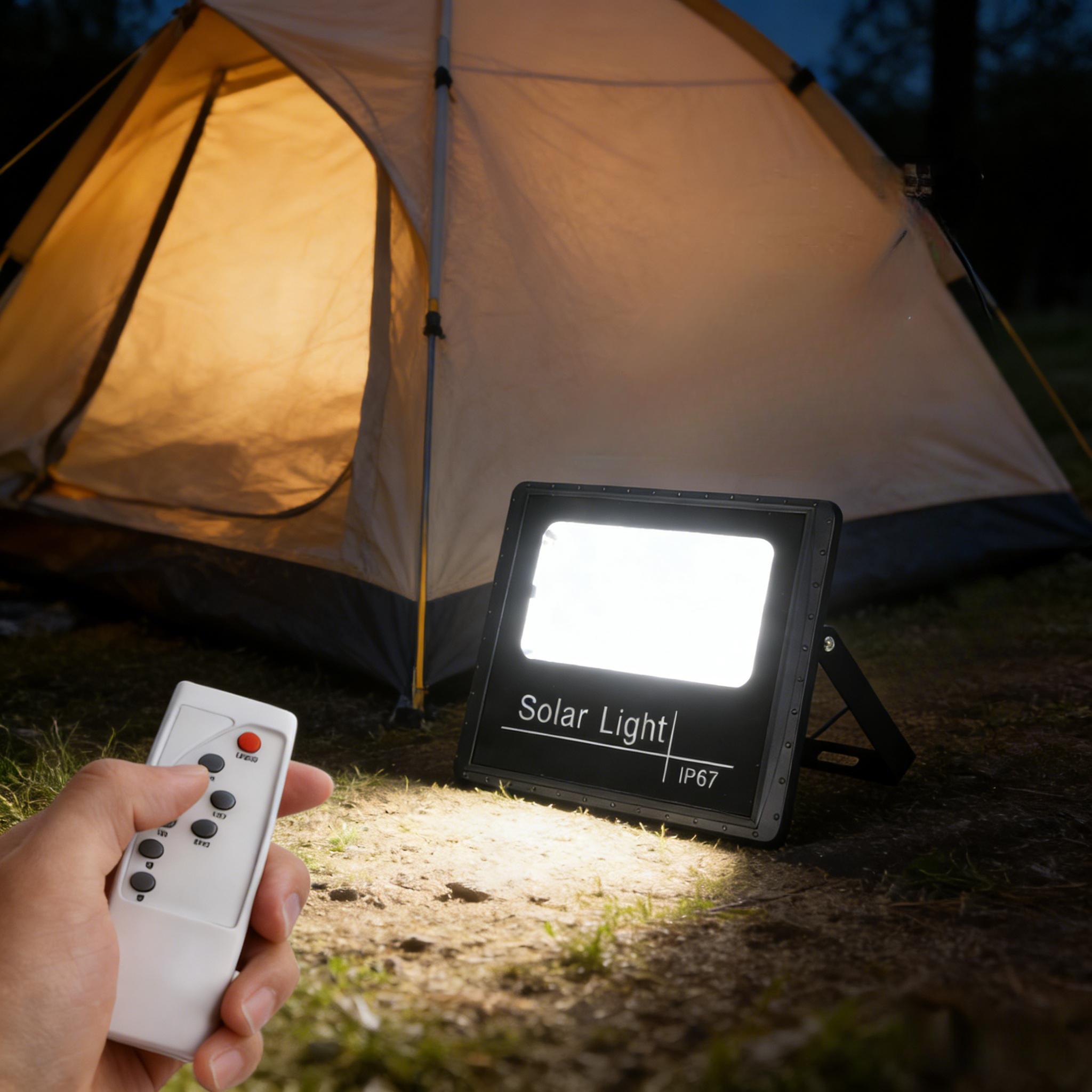 104 LED Solar LED Flood Light with Remote Control, Installation Kit Included, IP67 Rating, Adjustable Angle, High Brightness Outdoor Wall Light, Suitable for Courtyard Exterior Wall Lighting, Also for Garden, Patio and Sports Field Lighting