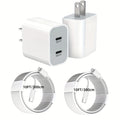 40W Dual USB-C Quick Wall Charger with 10FT Charging Cables, Perfect for Fast Charging Your for Iphone 14/13/12/11/Xr/Xs/Se/Ipad