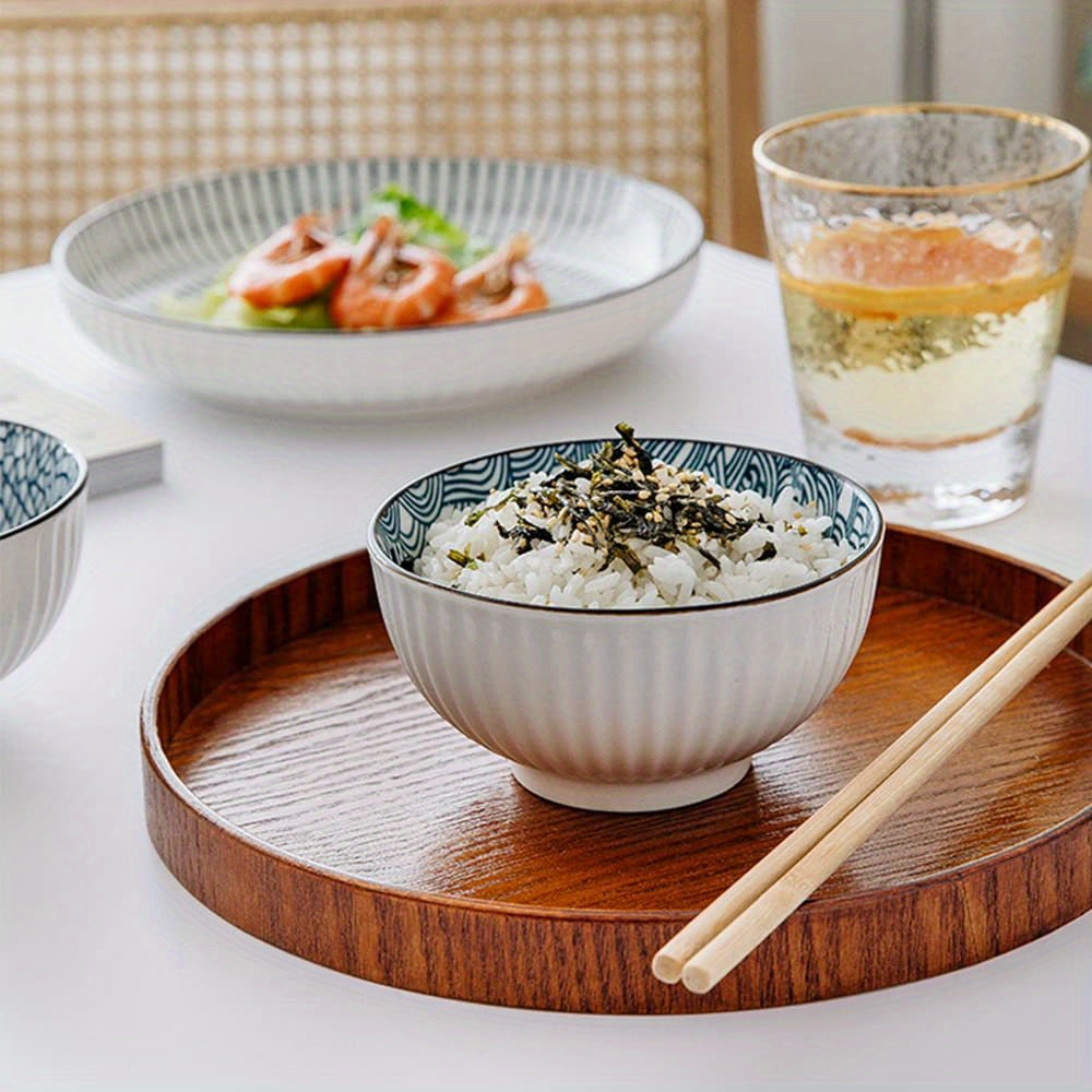 Japanese Ceramic Bowl Set (4 Pieces): Multi-Functional Dinnerware for Cereal, Soup, Dessert, Snacks & Fruit