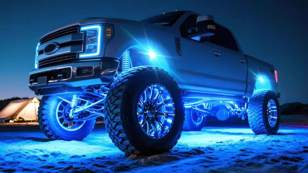 Truck Rock Lights RGB LED Rock Light Kit, Dream RGB Colorful Car Chassis Decorative Light, Multi-Color Changing Tire Light, Footwell Neon Light Kit, Perfect for Pickup Off-Road RZR SUV ATV UTV Car Ambient Light, Golf Cart Accessories