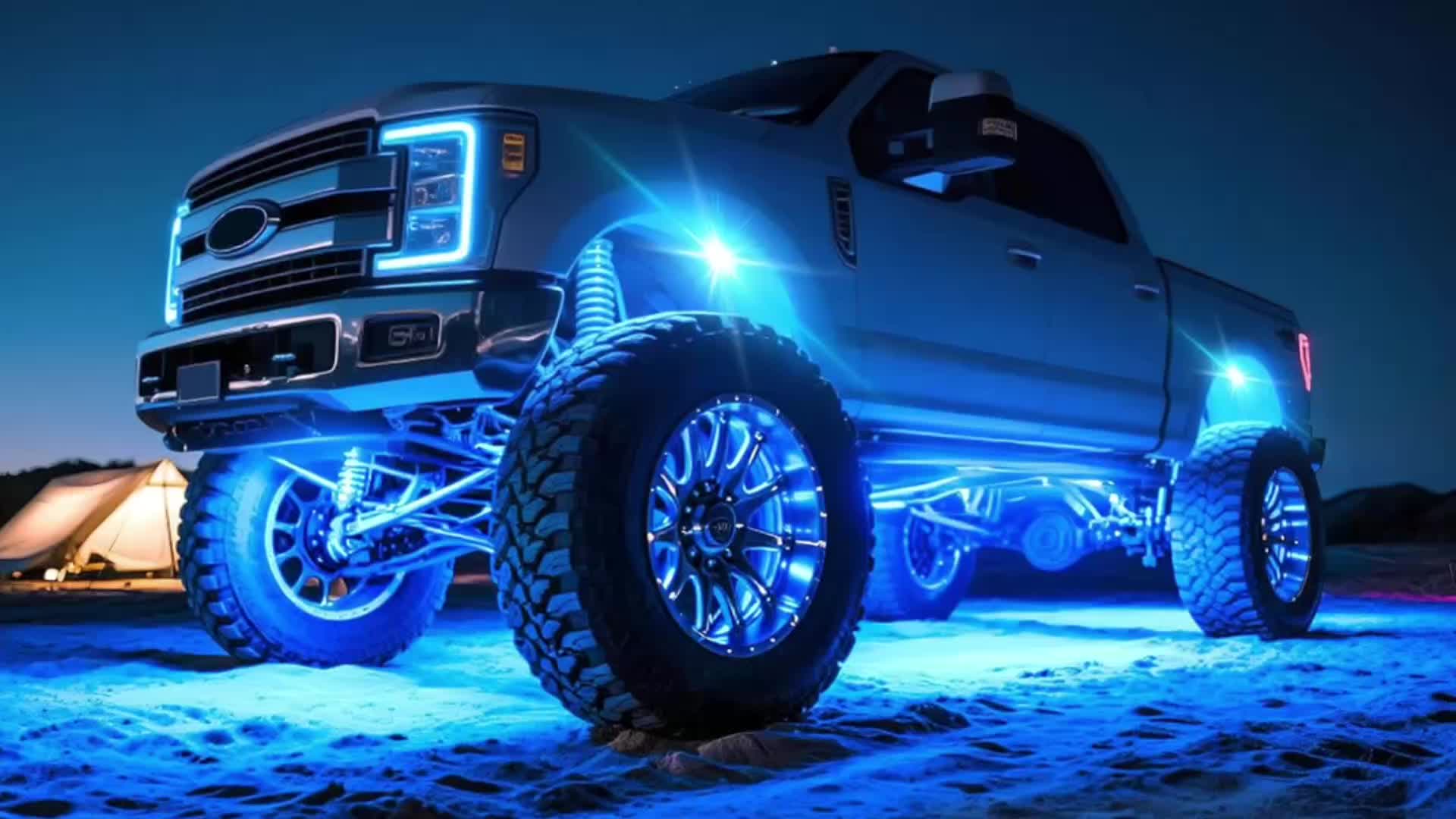 Truck Rock Lights RGB LED Rock Light Kit, Dream RGB Colorful Car Chassis Decorative Light, Multi-Color Changing Tire Light, Footwell Neon Light Kit, Perfect for Pickup Off-Road RZR SUV ATV UTV Car Ambient Light, Golf Cart Accessories