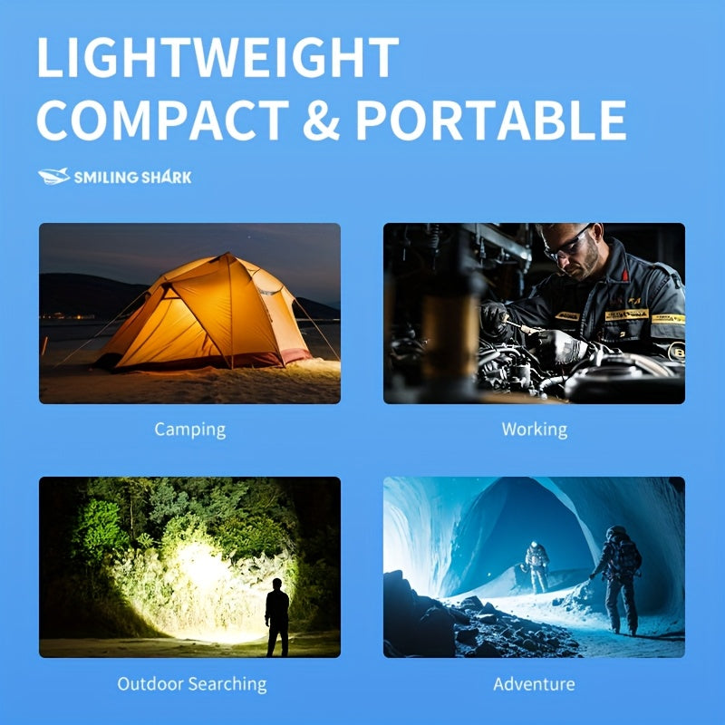 SMILING SHARK Rechargeable Spotlight Equipped With Ultra Bright LED Spotlight And COB Side Light Designed For Long Time Use Handheld Searchlight With Solar Panel