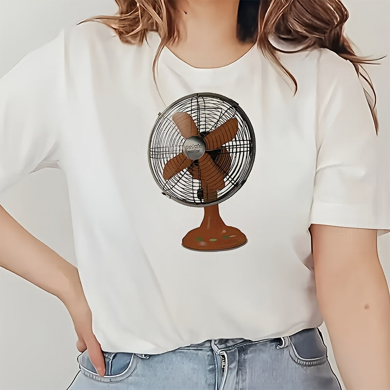 Retro Air Cooler Fan Heat Transfer Stickers, Iron-On Patches, DIY T-Shirt Heat Transfer Printing, Pillow Decoration - Multi-Color Durable Washable Plastic Stickers, Suitable for T-Shirts, Hoodies, Jeans, Bags, Pillows and Hats Iron-On Transfers
