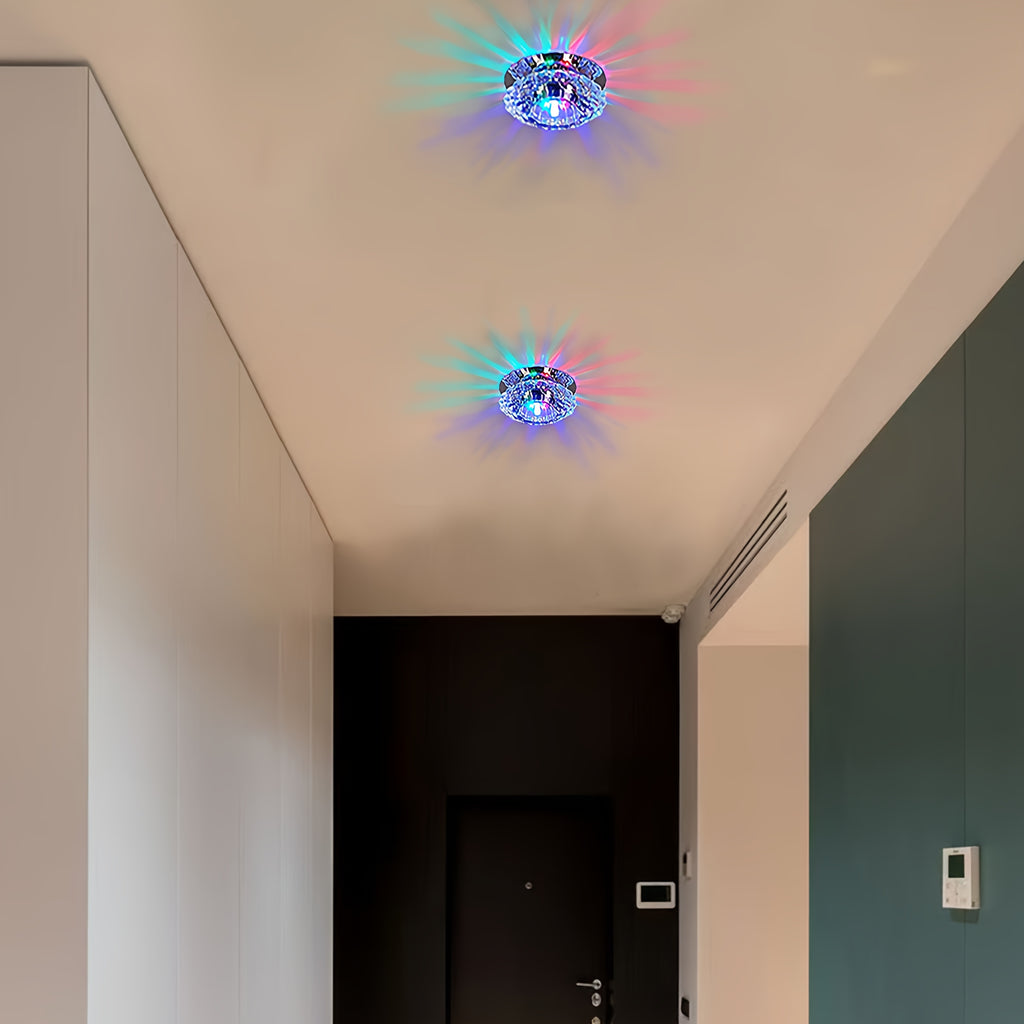 1-Piece Modern Crystal LED Ceiling Light Fixture - Semi-Flush Mount, Easy Installation, Metal Material, 85V-265V Working Voltage, Suitable for Hallway, Stairs, Kitchen, Café - Ideal Choice for Restaurants, Hotels, Malls, and Cafés
