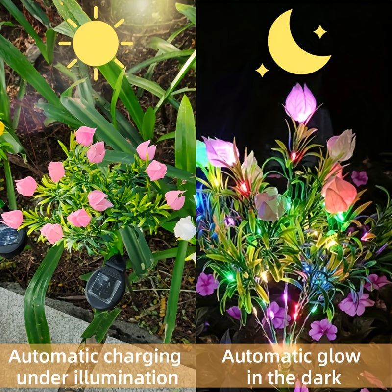 2026 Spring New Arrival! Solar 10-Head Colorful Light Gardenia Ground Insert Garden Light, Light Sensor, Automatic On/Off, Suitable for Garden, Path, Courtyard, Patio, Lawn, Valentine's Day Mother's Day