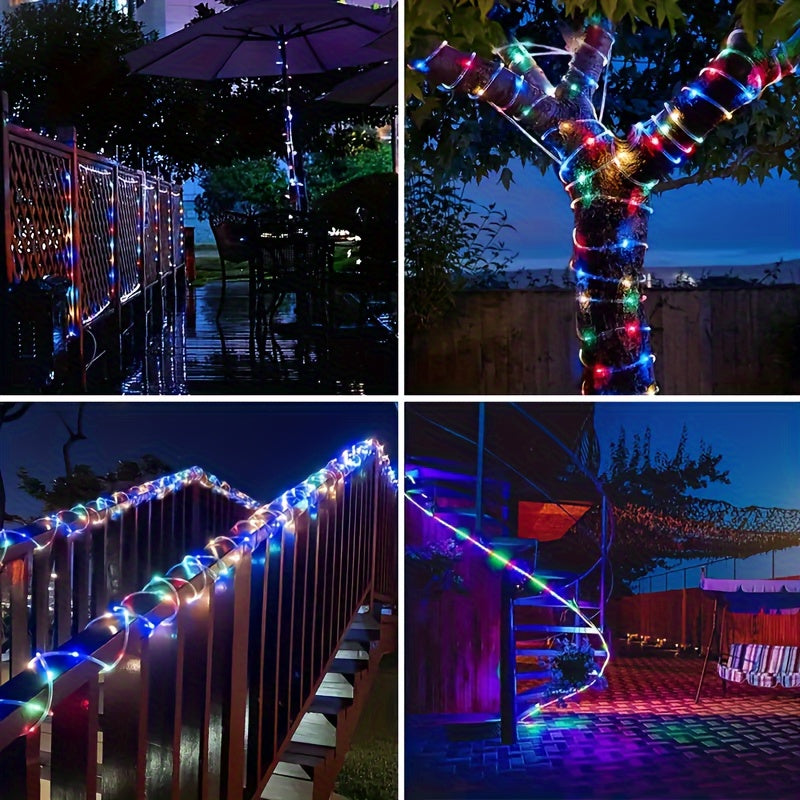 1 件 100 个 LED 太阳能管灯串，8 种模式，户外铜线 LED 灯，用于花园装饰灯、婚礼、派对、圣诞树、万圣节、节日装饰、照明（100 个 LED，393.7 英吋/33 英尺）