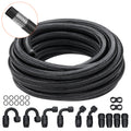 VEVOR 6AN/8AN Fuel Line Kit, 20 FT Fuel Hose Kit, 0.34"/0.43" Nylon Stainless Steel Braided Fuel/Gas/Diesel Hose End Fitting Kit, with 12 PCS Swivel Fitting Adapter Set, Black
