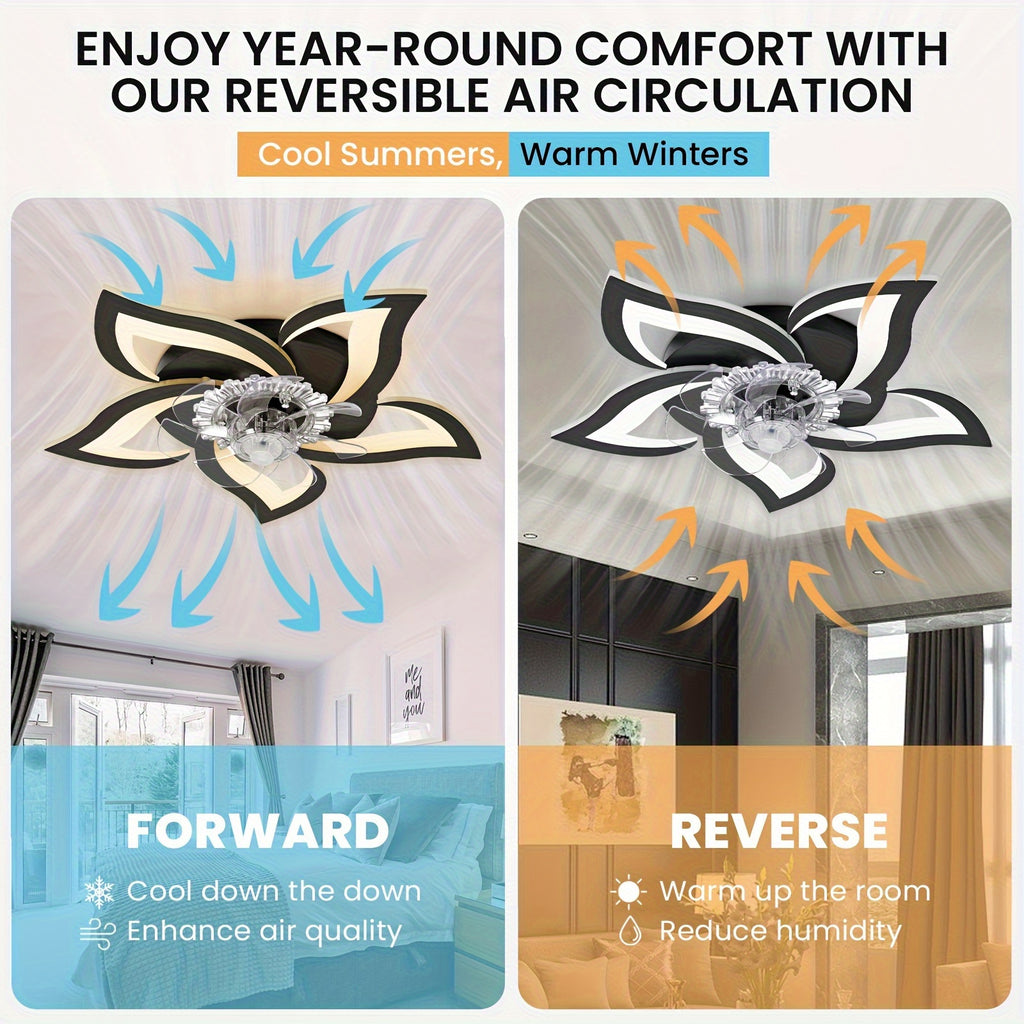 27 Inch Silent LED Modern Acrylic Ceiling Fan Light, Stepless Dimmable Speed Decorative Fan, Suitable for Bedroom Living Room Kitchen