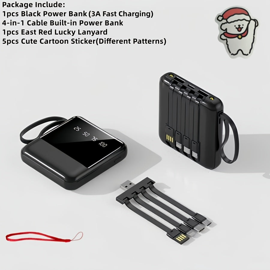 This Stylish And Compact 10, 000Mah Portable Power Bank Features Fast Charging at 5W, 15W, And 22.5W, with a Real-Time Battery Display And a Convenient Lanyard Design. It Includes a Bright LED Light And Comes with a Detachable 4-In-1 Cable